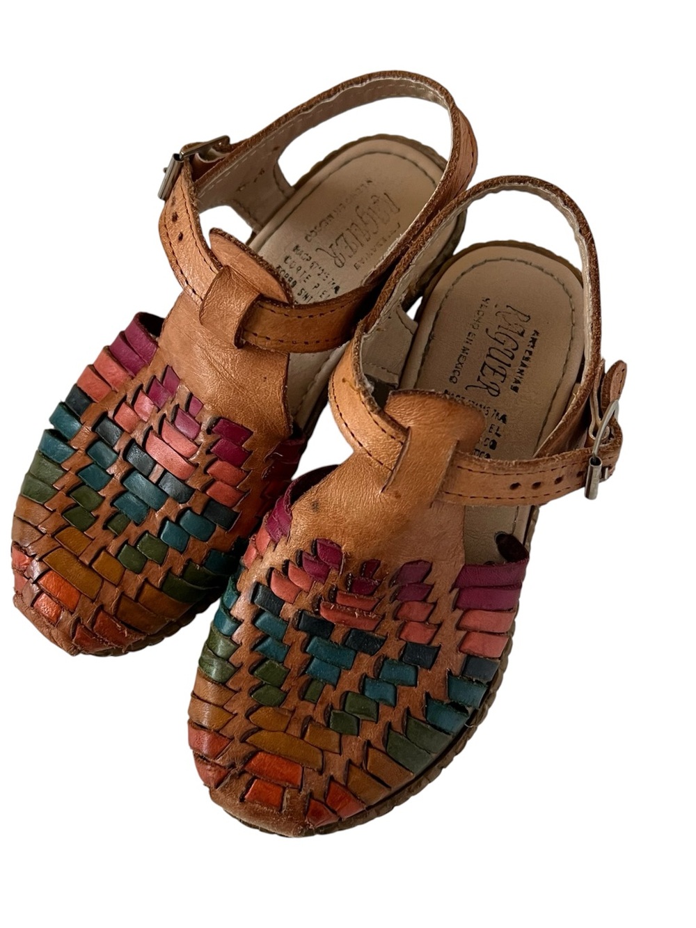 Artisan Multicolor Woven Leather Huarache Sandals for Kids